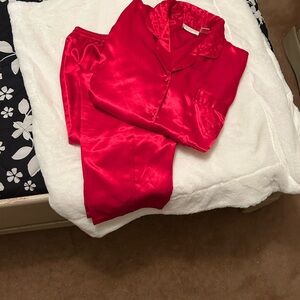 Victoria's Secret Vibrant Red Satin Pajama Set